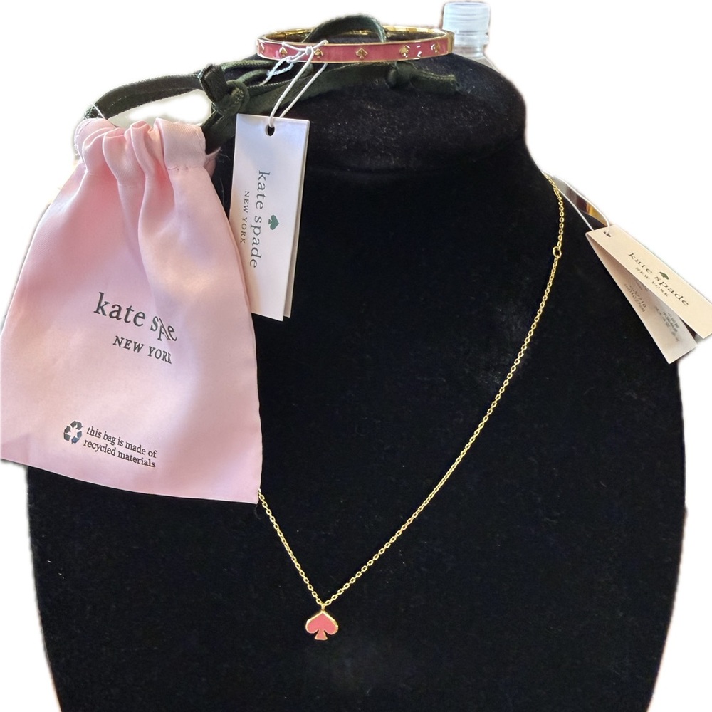 Kate Spade Gold Necklace with Pink Charm